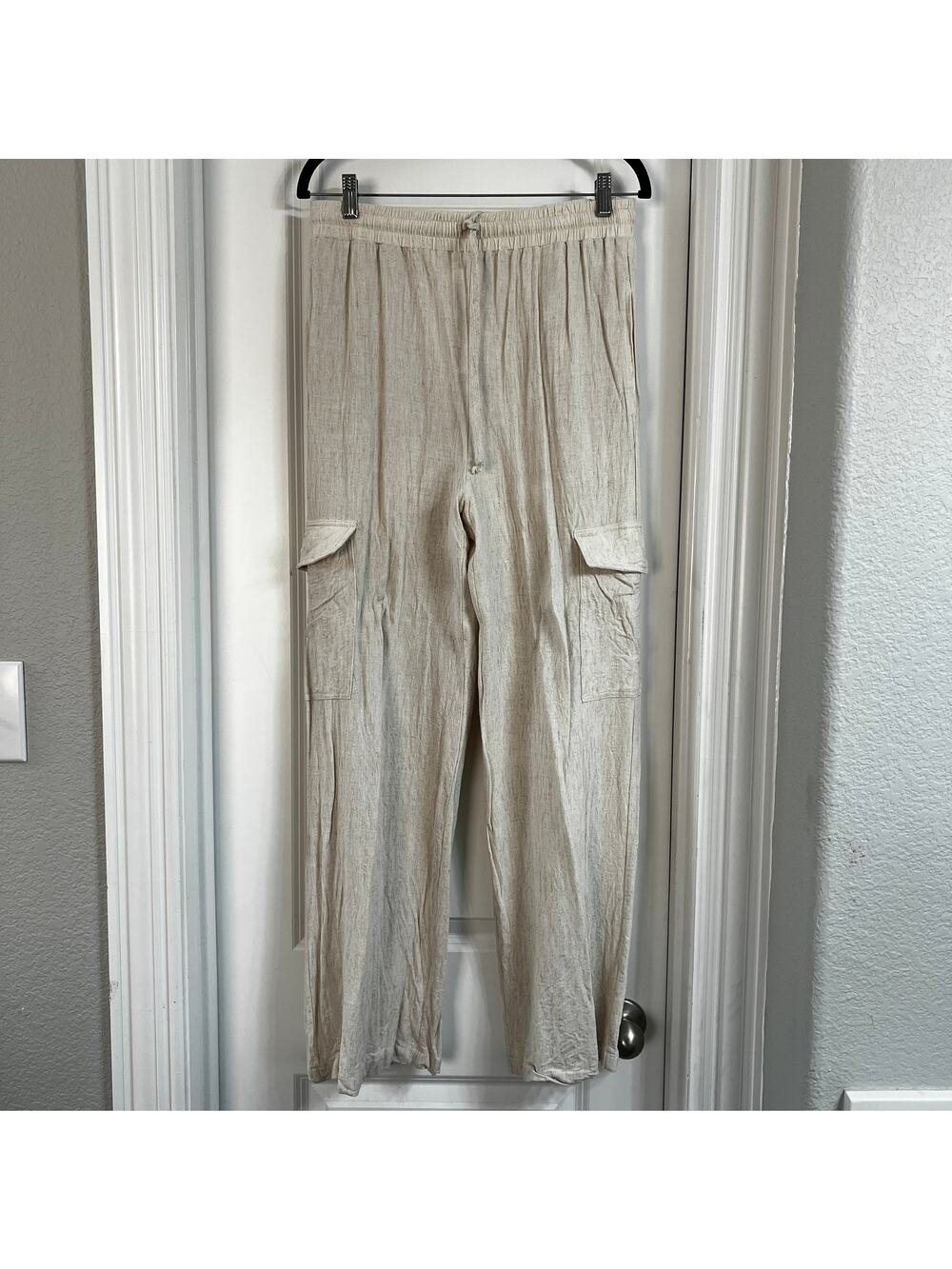 evolutionary Linen Cargo Pants | Light Cream | Size L